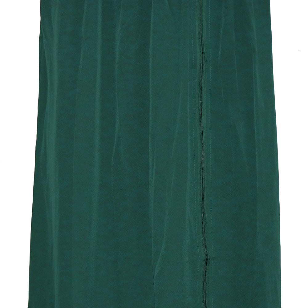 Zippered Split Elastic Waist Skirt