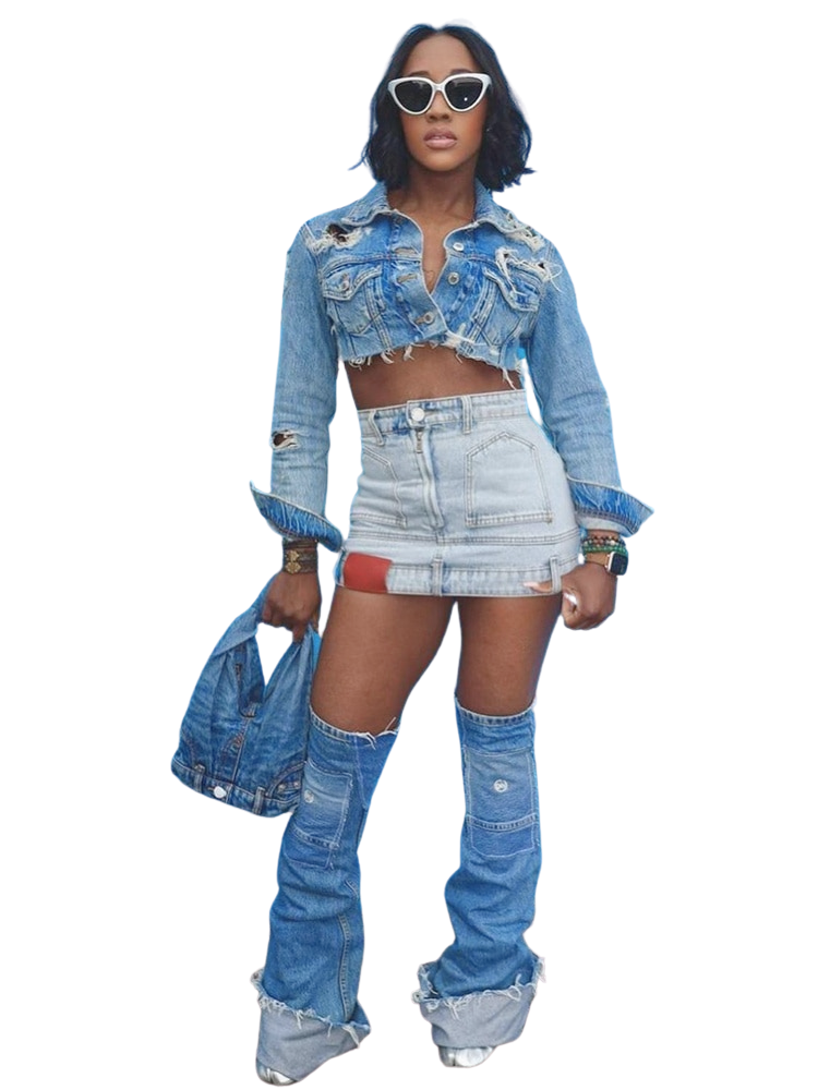 Kina Denim Classic High Waist Skirt