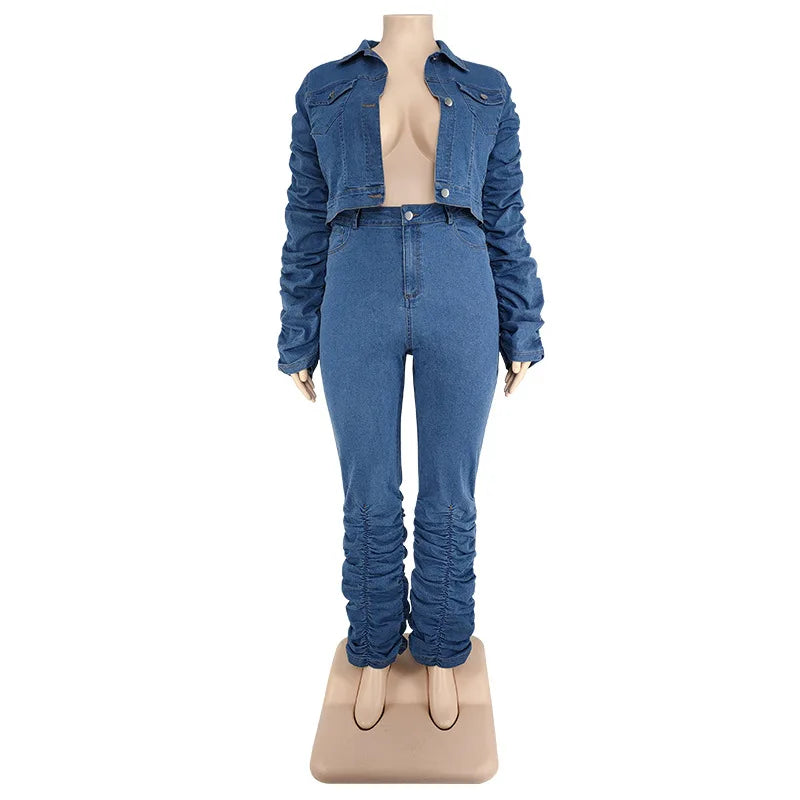 Debra Denim Plus Set