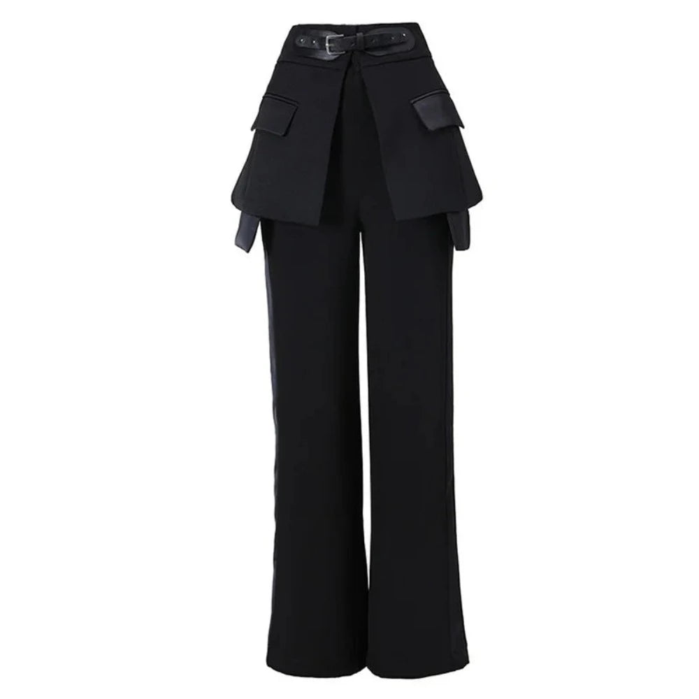 Mariyah Black Irregular High Waist Trousers