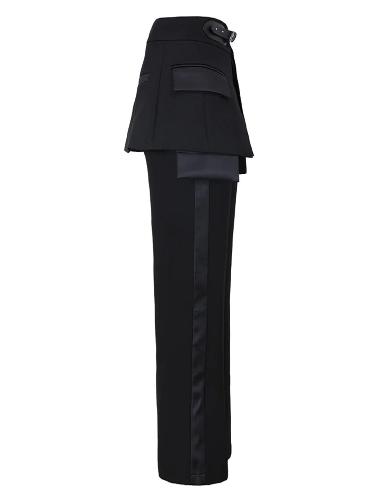 Mariyah Black Irregular High Waist Trousers