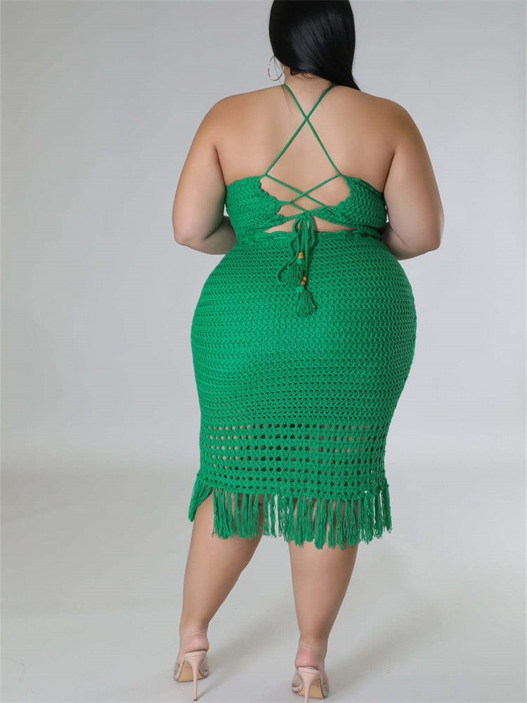 Wmstar Plus Size Skirts Sets Women 2 Piece Outfits Knitting Crop Top Maxi Skirt Wholesale Dropshipping