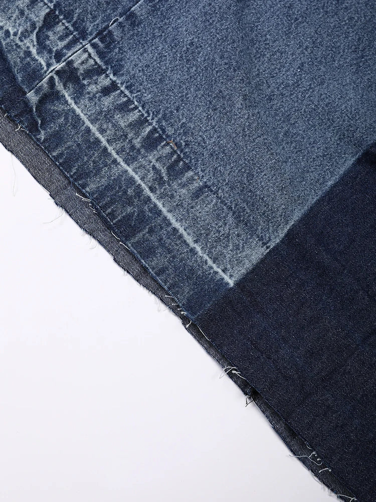 Jamie Denim Color-block Loose Fitting Trousers