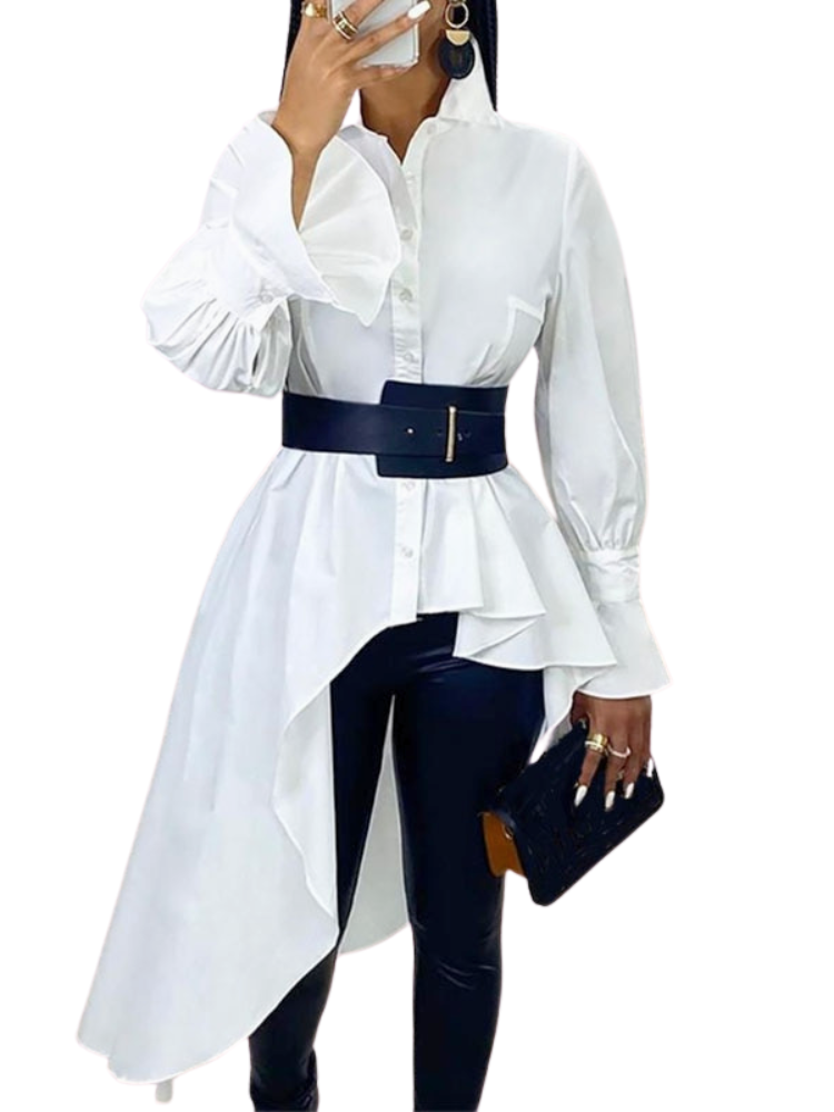 Irie Irregular Long Flounce Sleeve Blouse