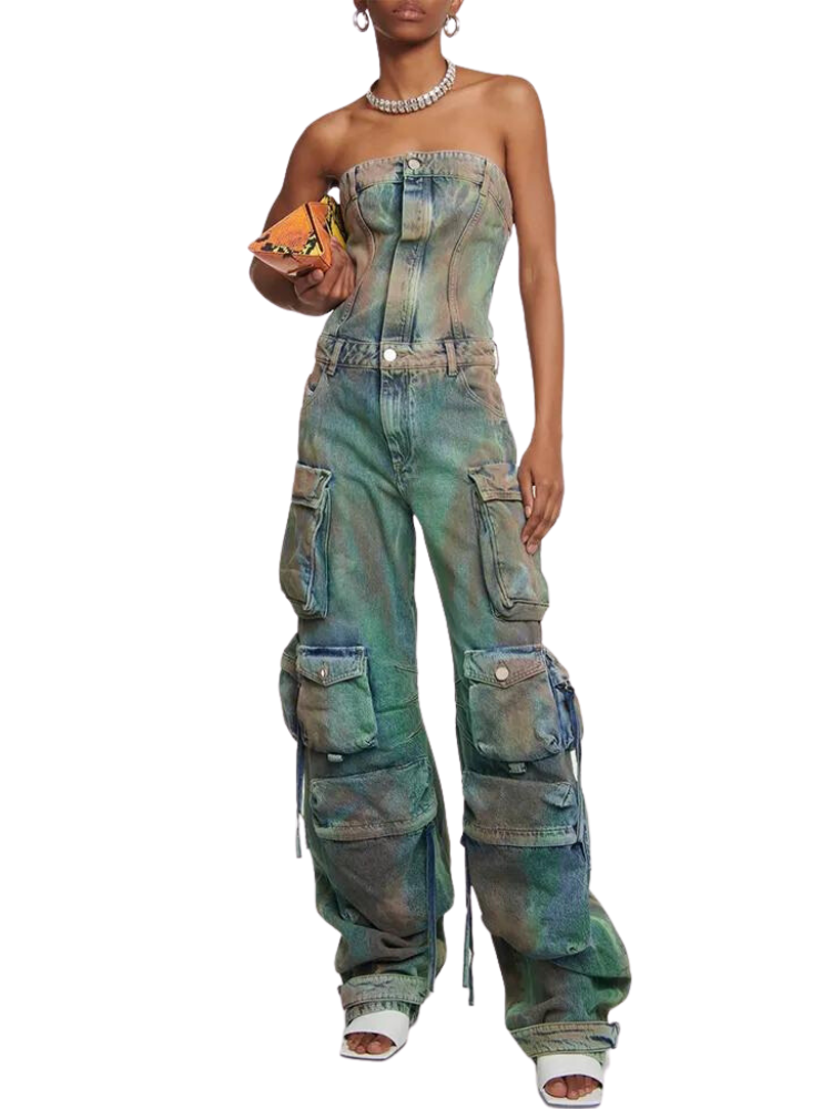 Dominique Denim Strapless Jumpsuit