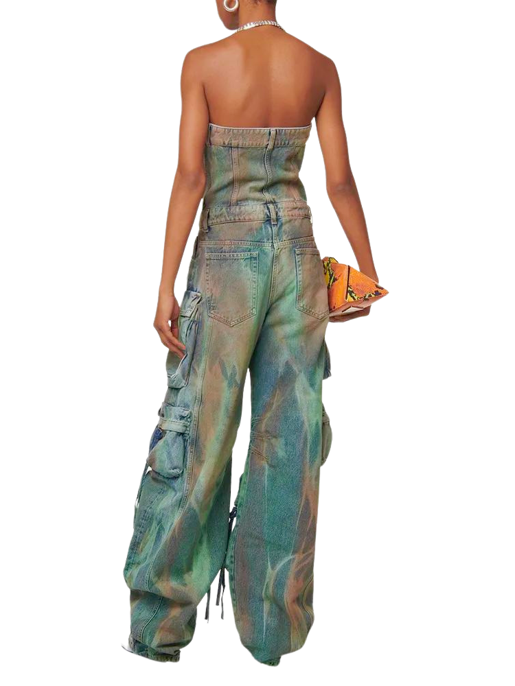 Dominique Denim Strapless Jumpsuit