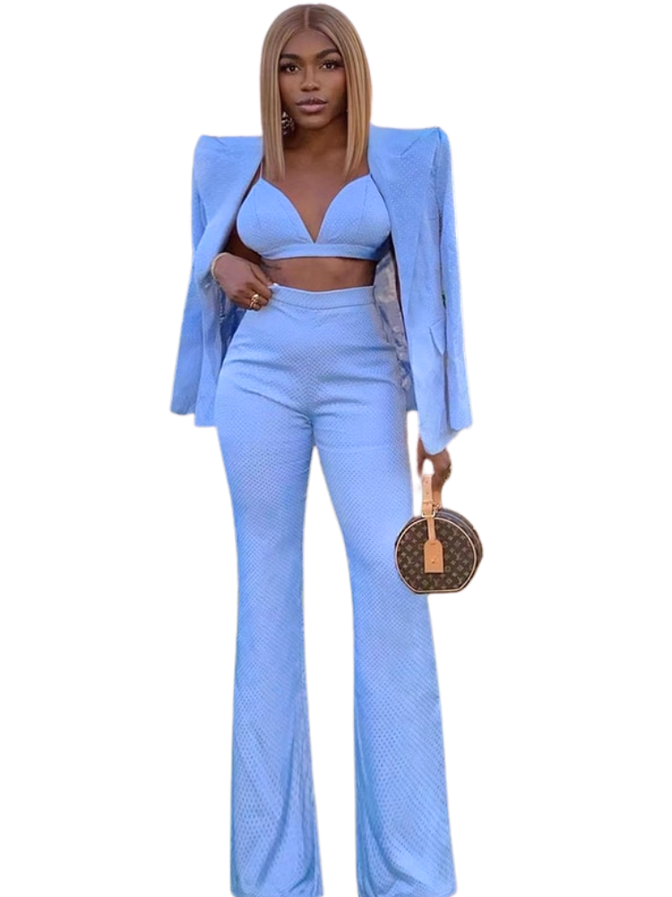 Sierra 3 Pcs Set Bling Blazer Pant Suit