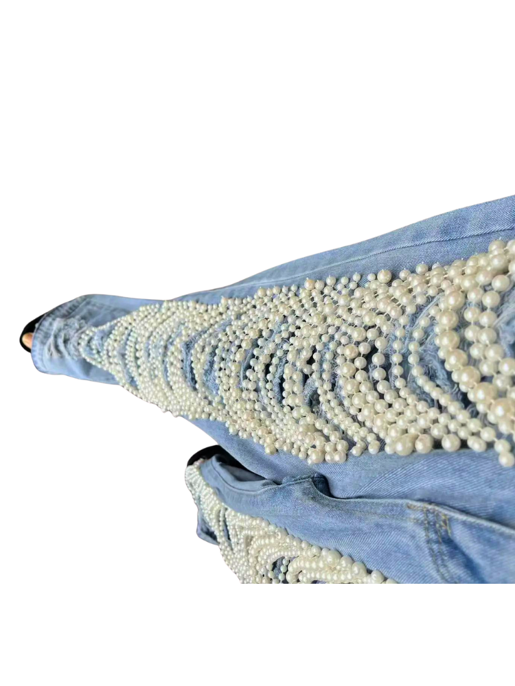 Christina Straight Leg Pearl Distressed Jeans