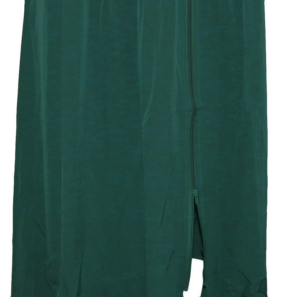 Zippered Split Elastic Waist Skirt