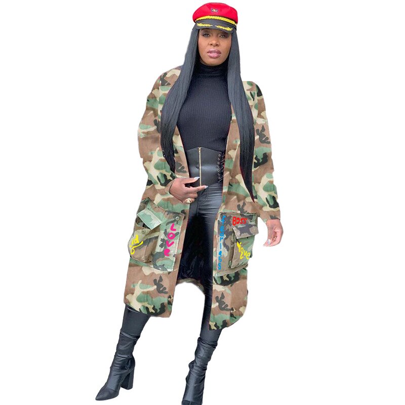 Trina Camouflage Trench Jacket