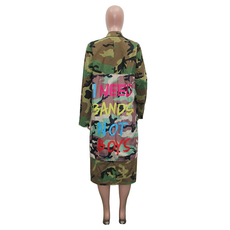 Trina Camouflage Trench Jacket