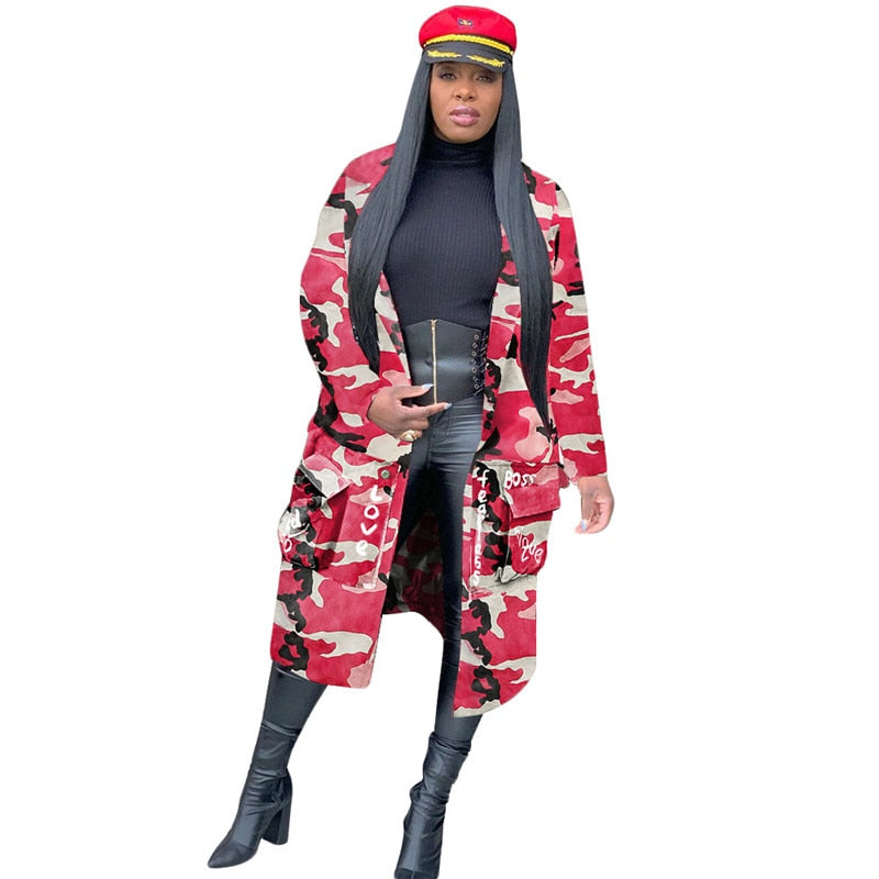 Trina Camouflage Trench Jacket