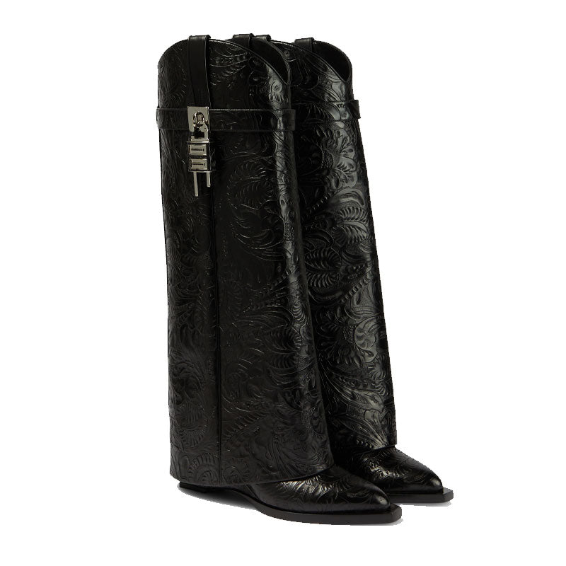 Kee Kee Knee High Wedge Heel Boots