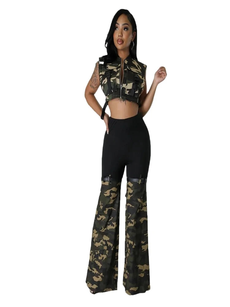 Cammy Camouflage Flared Pants set