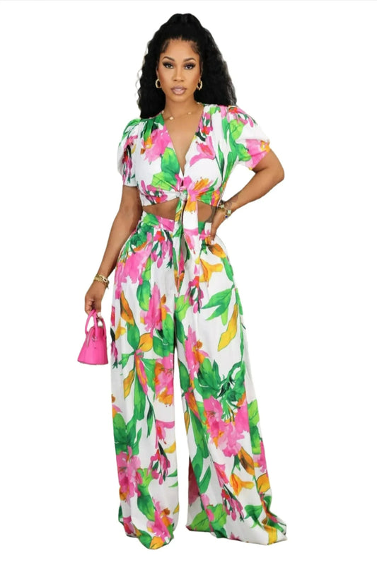 Amarie Floral Tie Up Pant Set