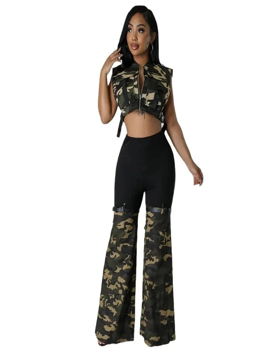 Cammy Camouflage Flared Pants set