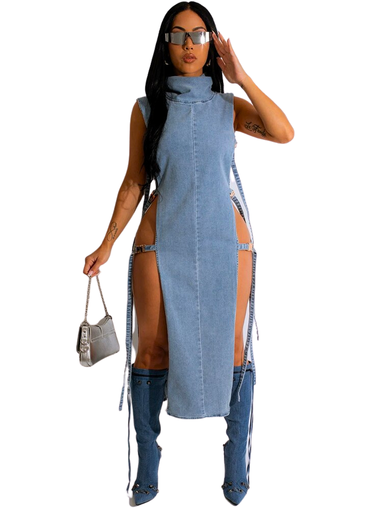 Diva Denim Turtleneck Duster