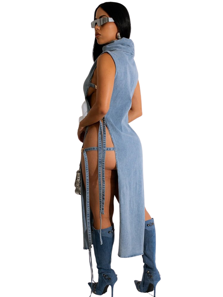 Diva Denim Turtleneck Duster