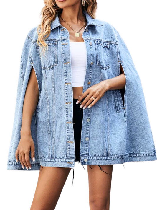 Desi Denim Hollow Out Sleeveless Jacket