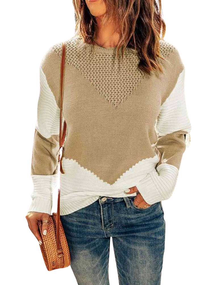 Nena Contrast Round Neck Sweater