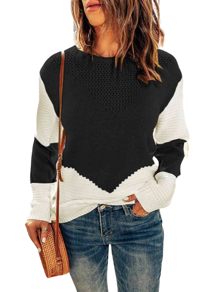 Nena Contrast Round Neck Sweater