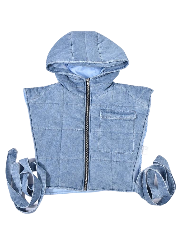 Kierra Quilted Hooded Denim Jacket