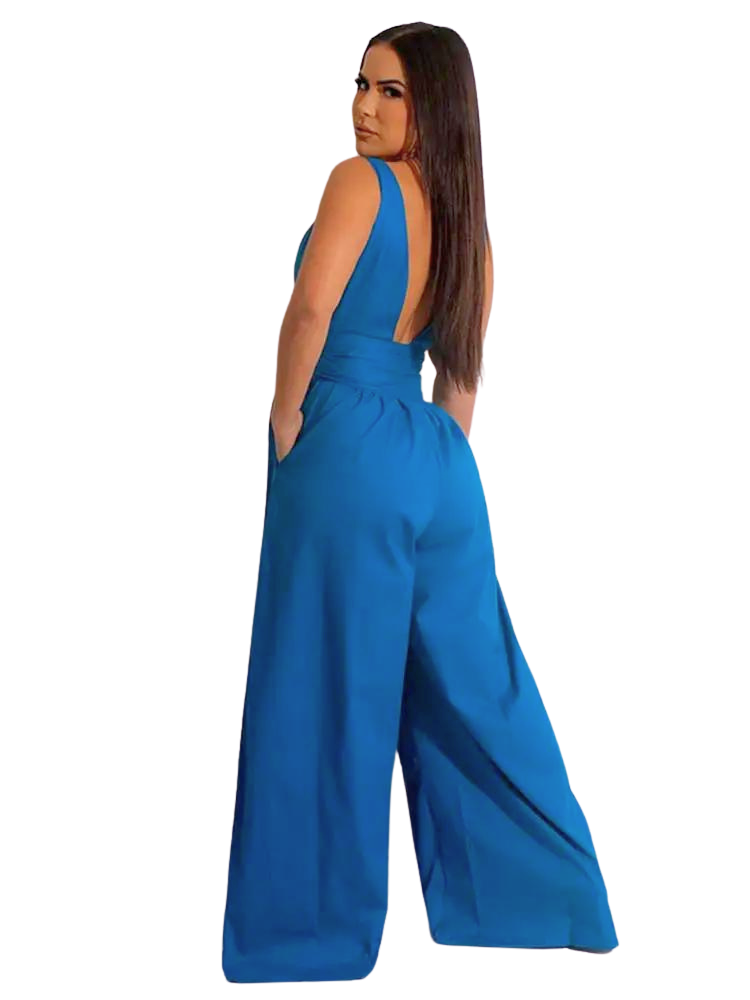 Valencia V-neck Sleeveless Jumpsuit Lace-up Jumper