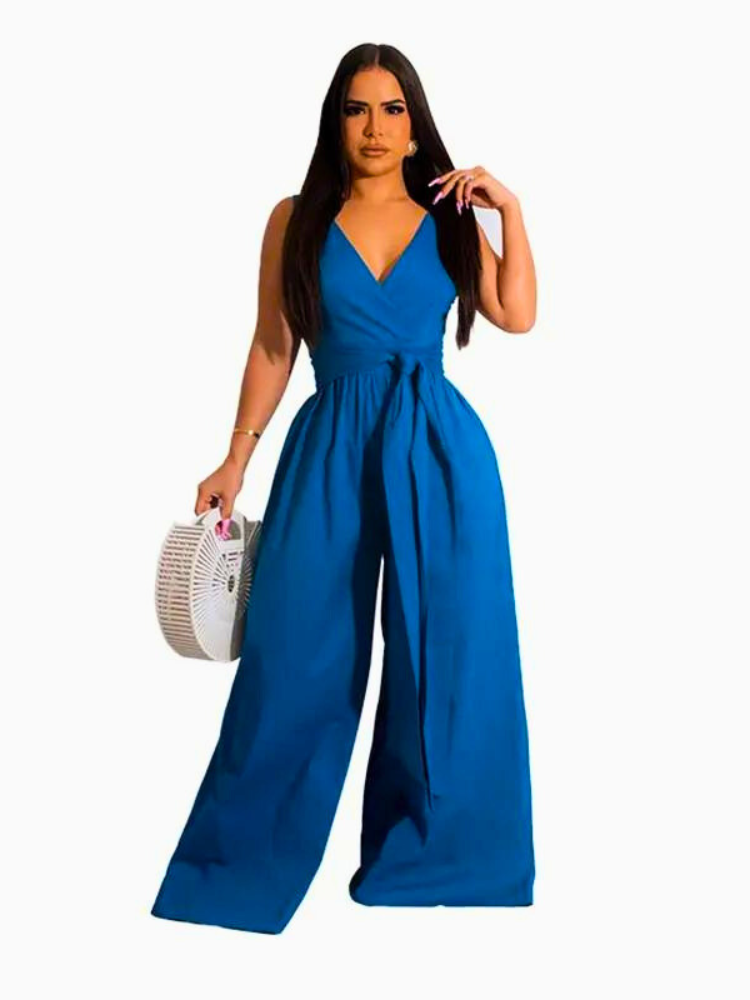 Valencia V-neck Sleeveless Jumpsuit Lace-up Jumper