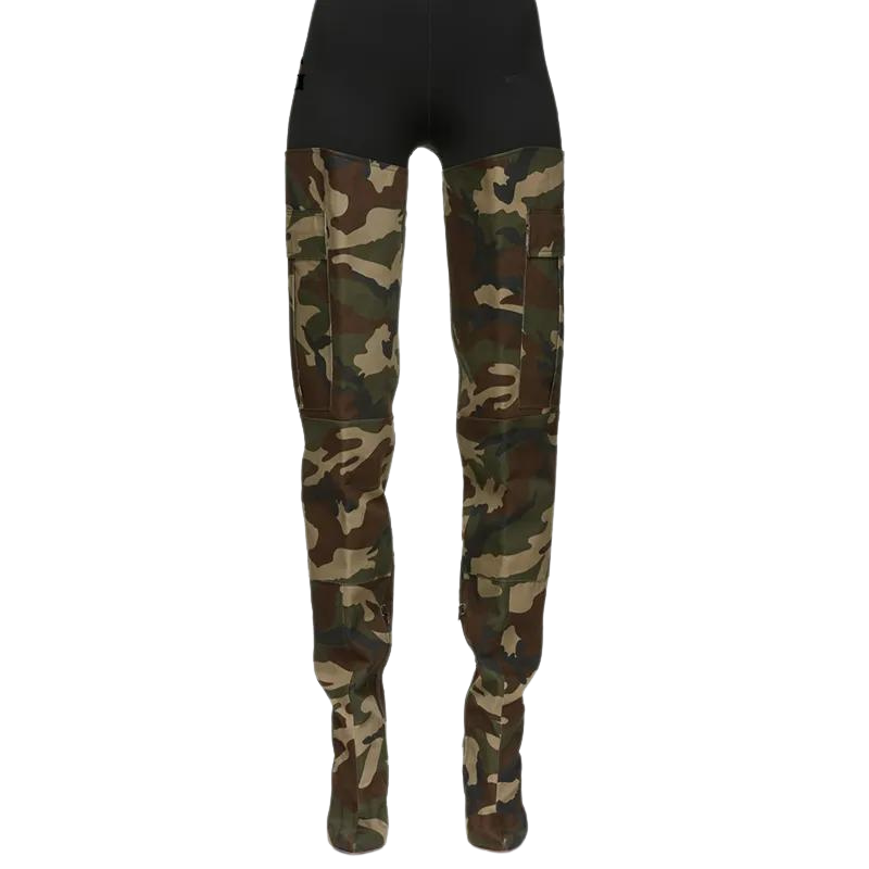 Eureka Camouflage Pattern Thigh-High Boots